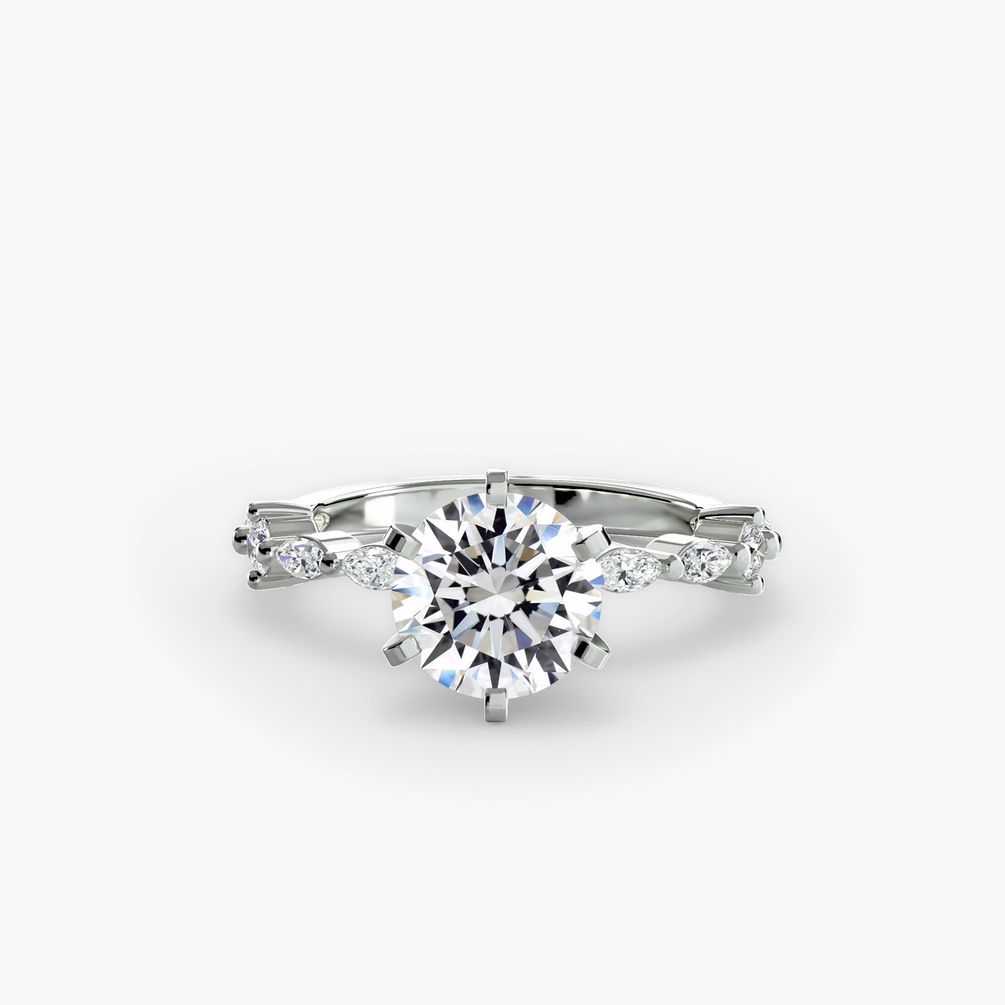 Enchanted forest diamond Solitaire ring with Eternity Pavé