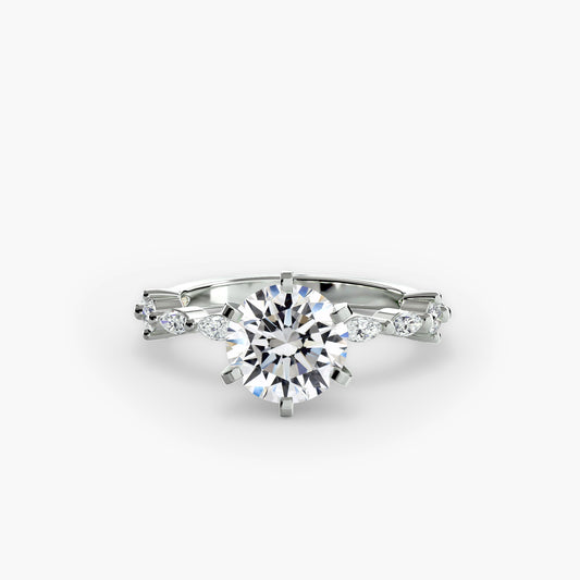 Enchanted forest diamond Solitaire ring with Eternity Pavé