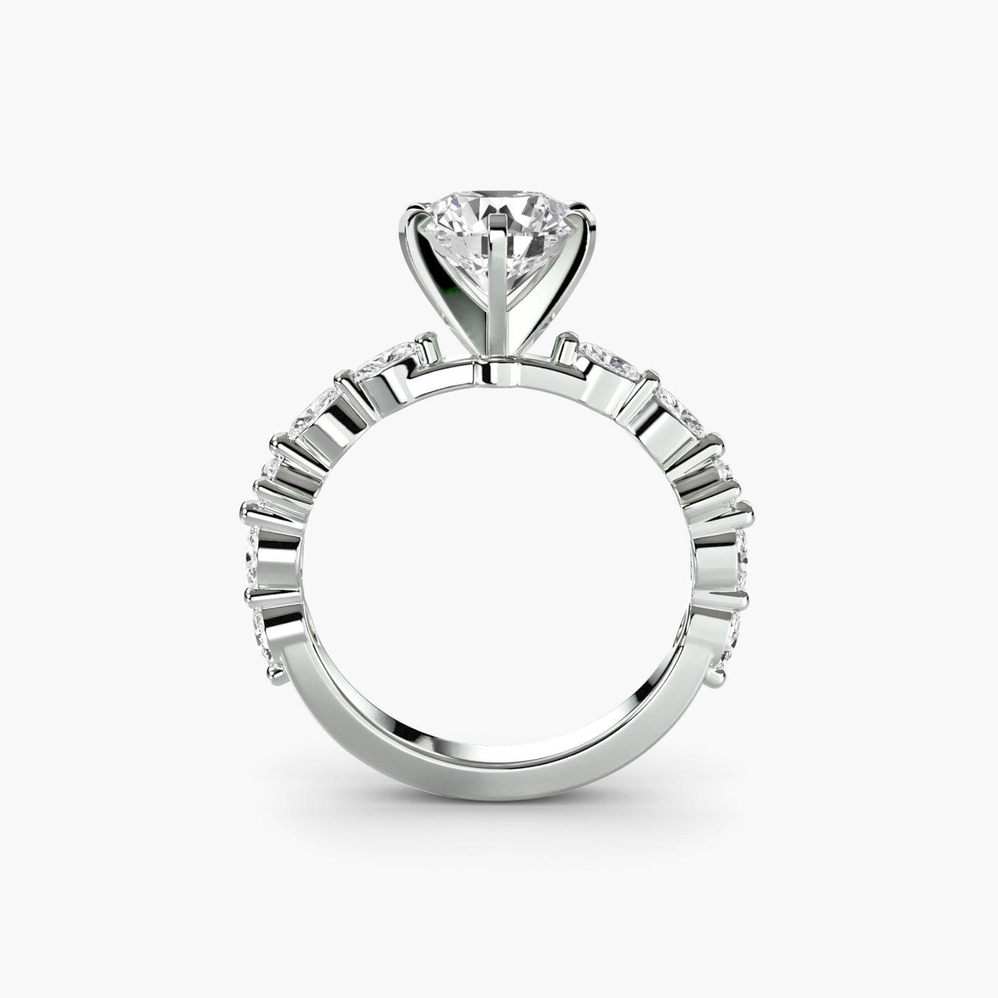 Enchanted forest diamond Solitaire ring with Eternity Pavé