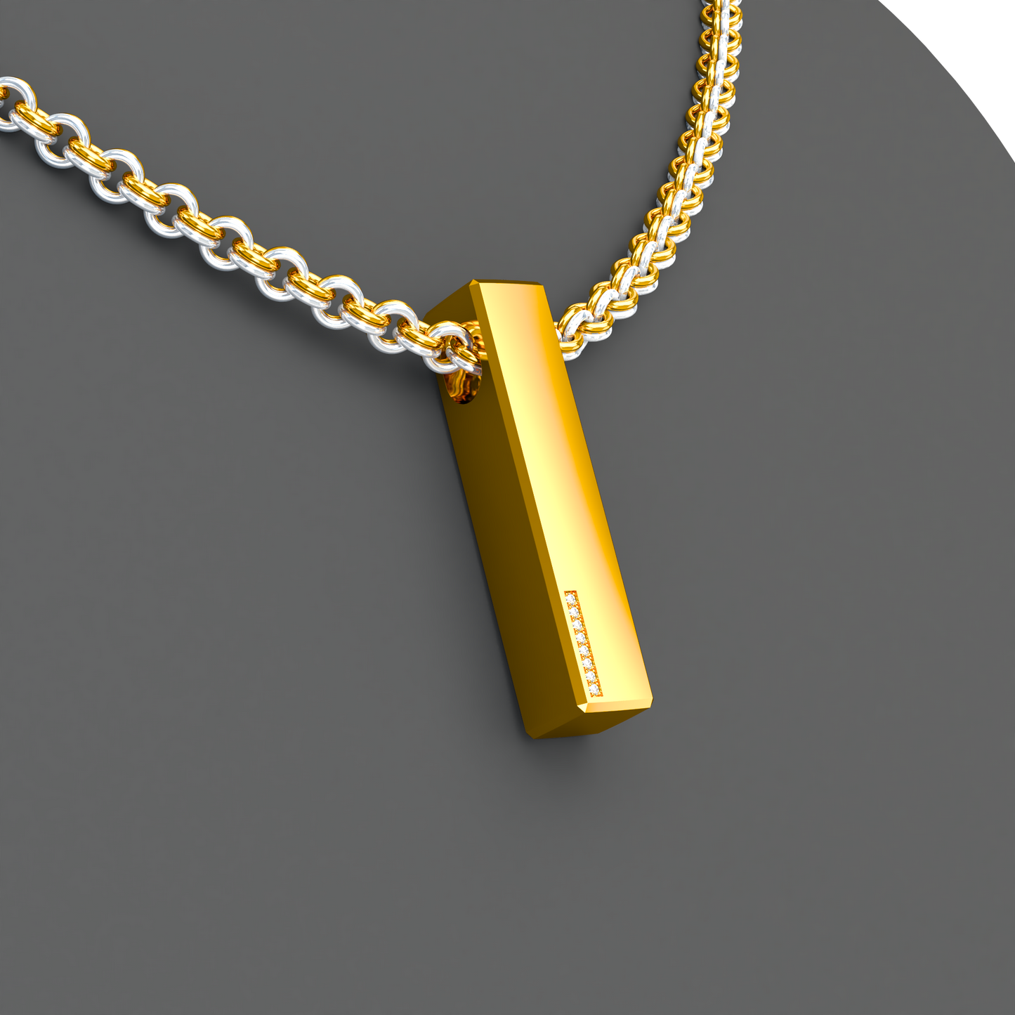 Pure Monolith Pendant 20 Inch Chain 24kt gold and platinum