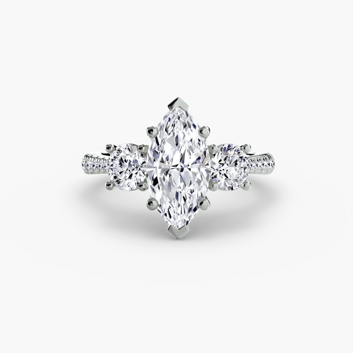 Dazzling Three-Stone diamond ring with Pavé Band | Joaillerie VCL