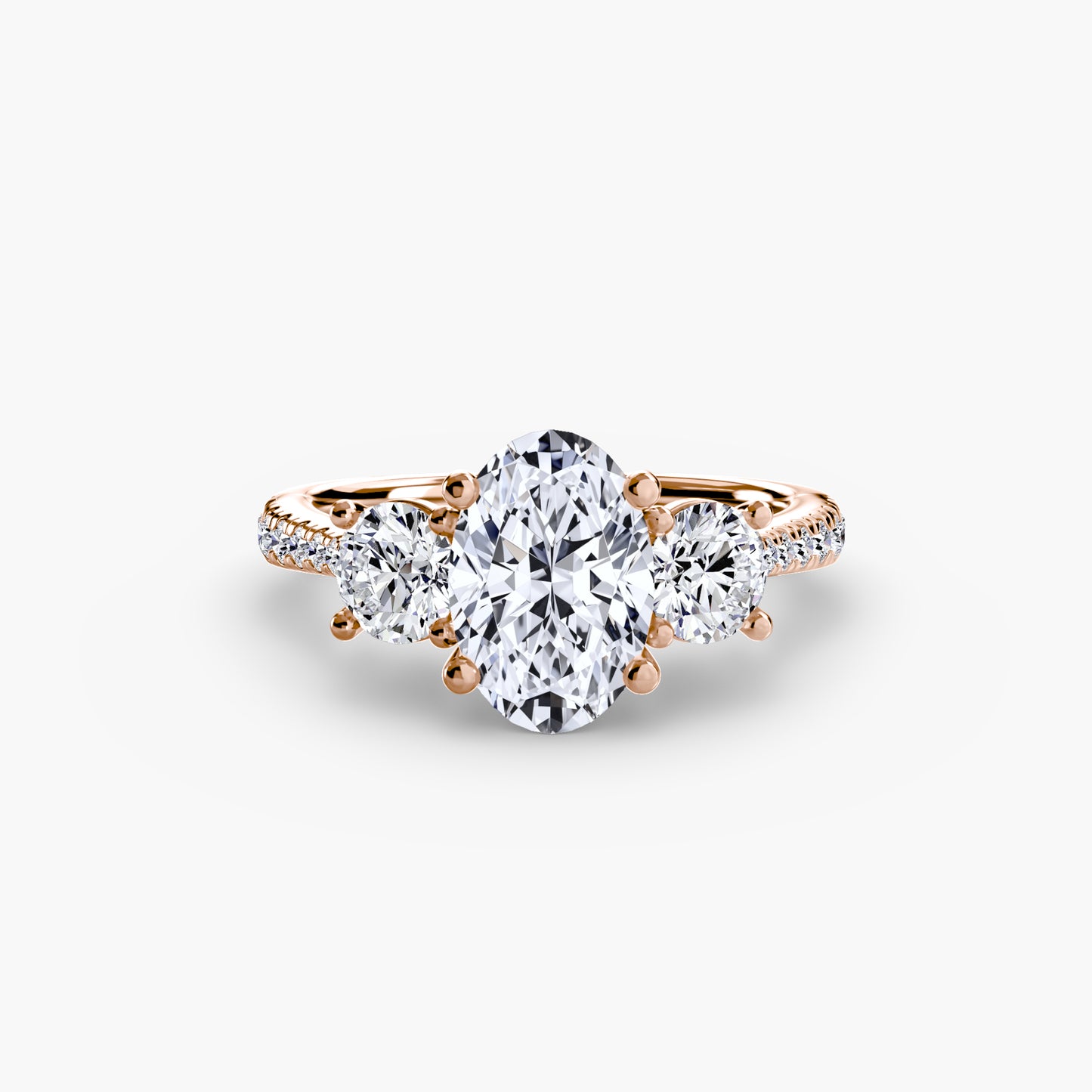 Dazzling Three-Stone diamond ring with Pavé Band