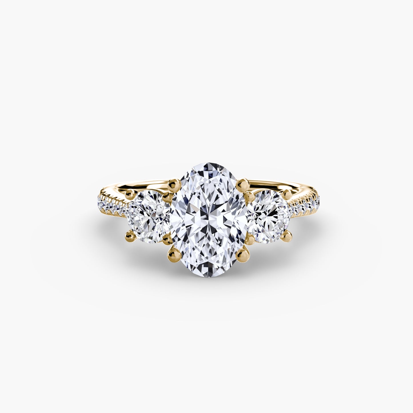 Dazzling Three-Stone diamond ring with Pavé Band