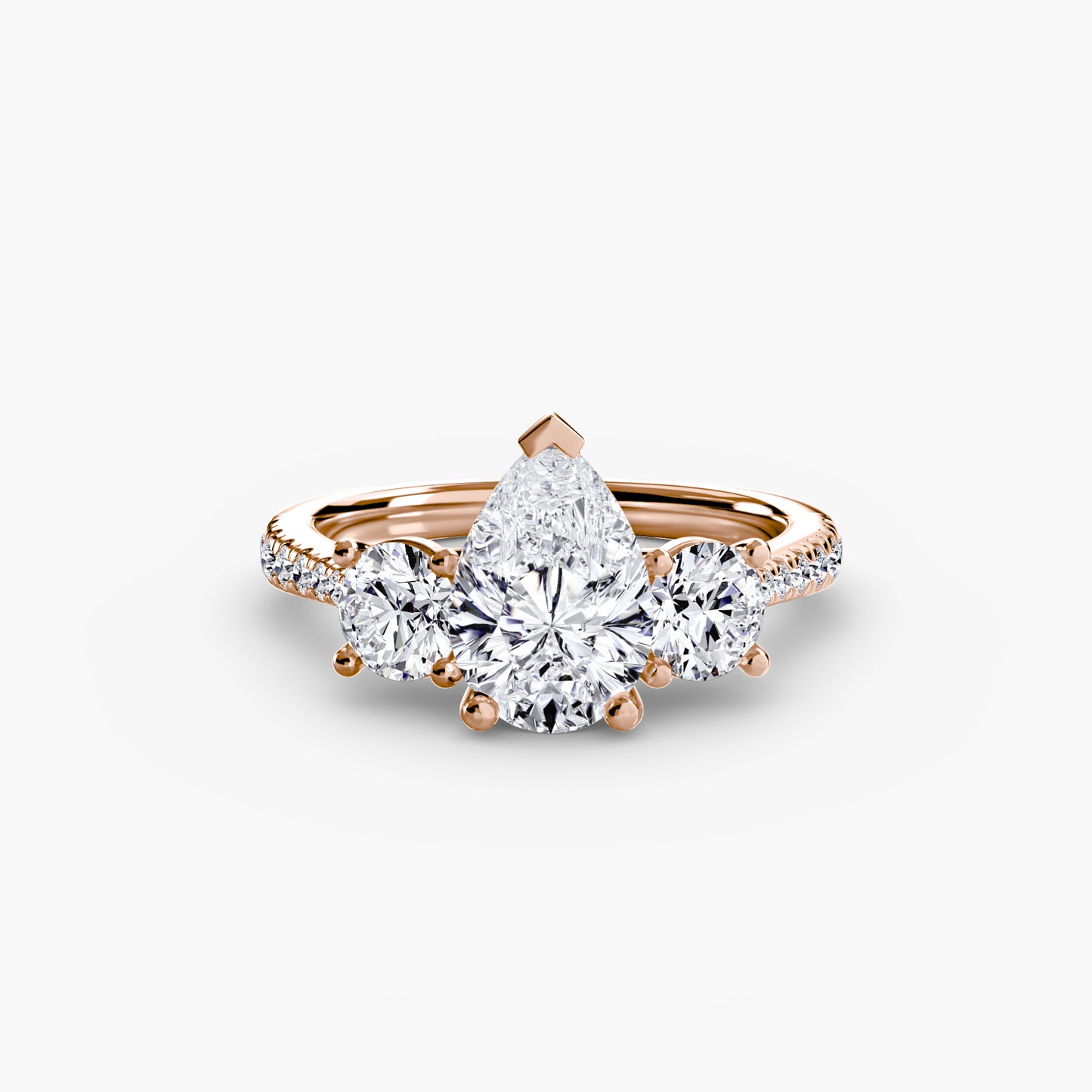 Dazzling Three-Stone diamond ring with Pavé Band