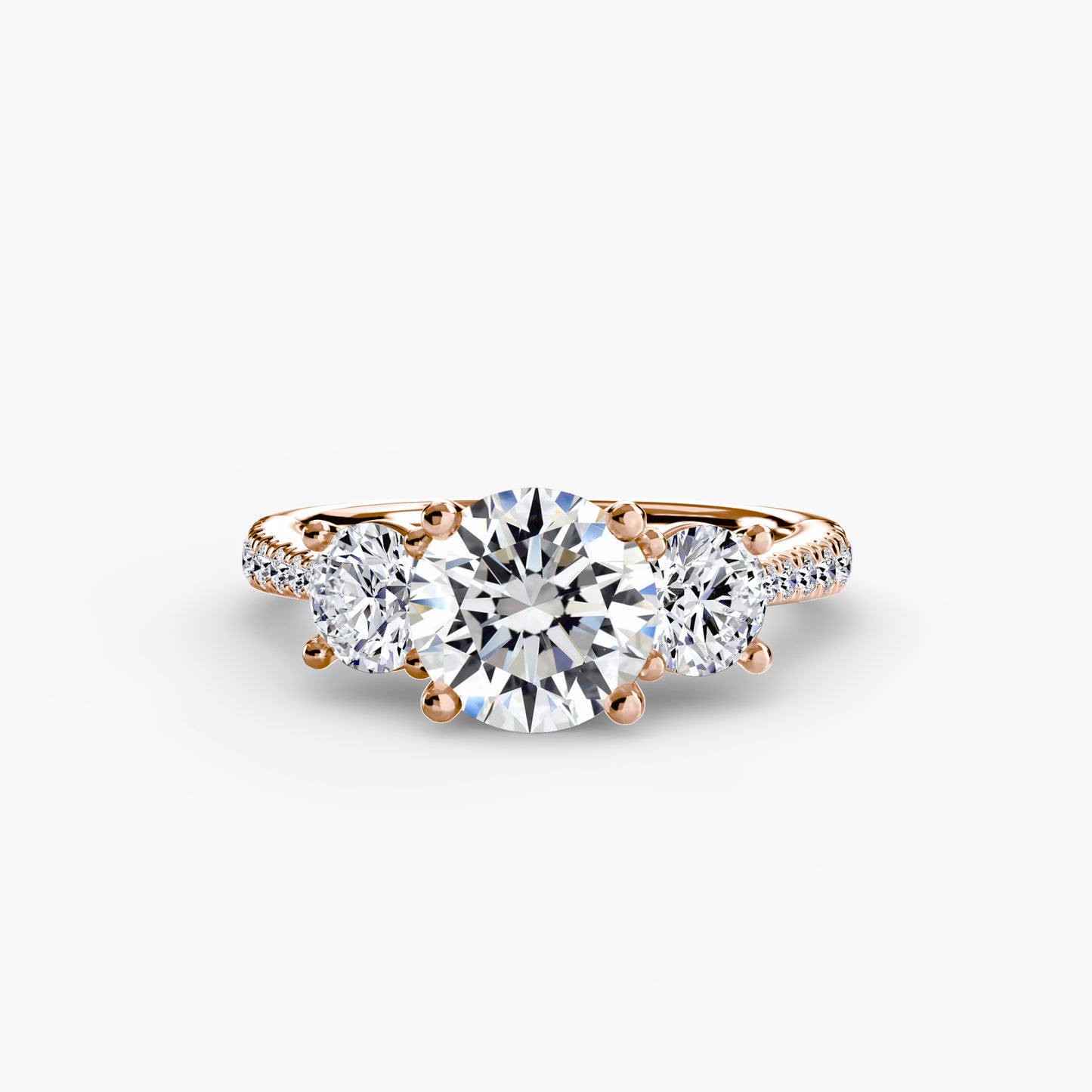 Dazzling Three-Stone diamond ring with Pavé Band