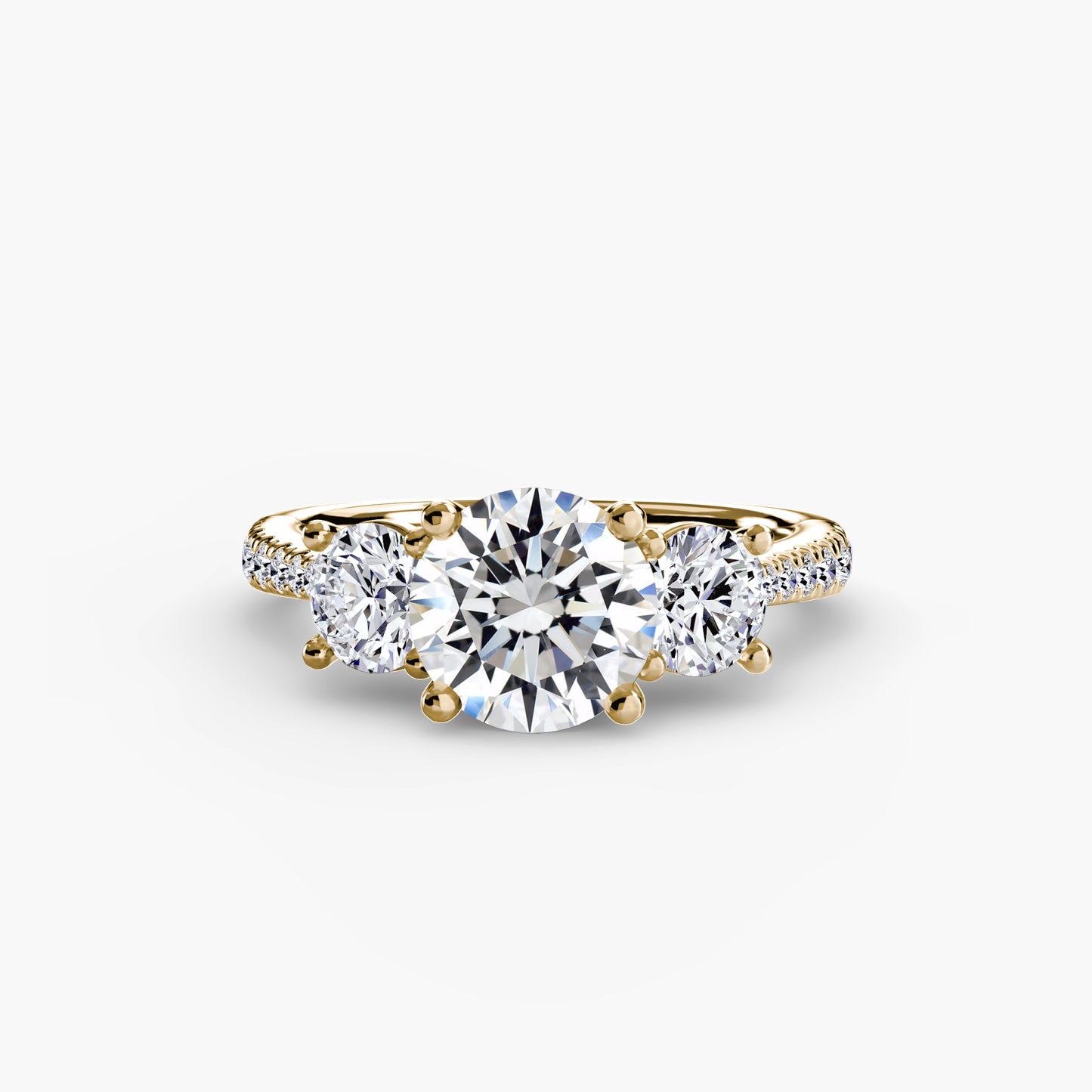 Dazzling Three-Stone diamond ring with Pavé Band