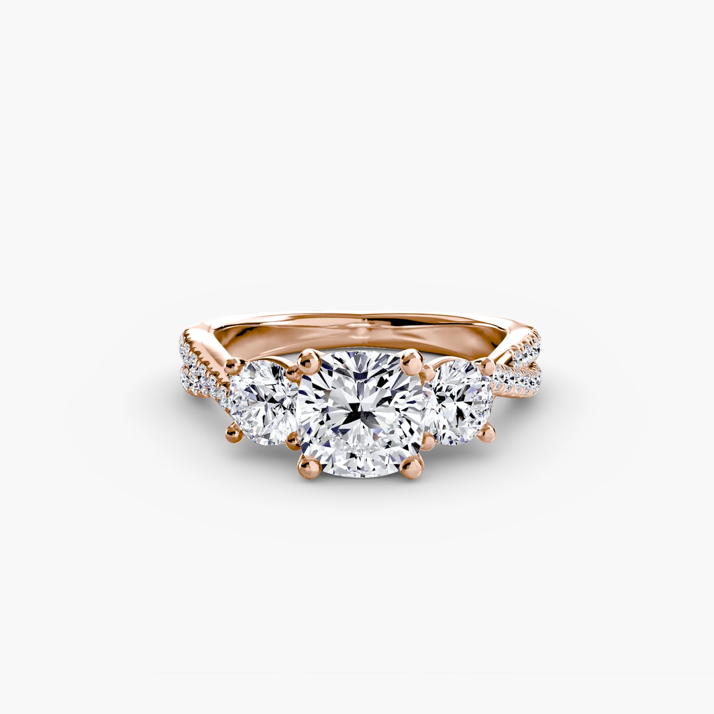 The Romantic Three-Stone Diamond ring with Pavé Band