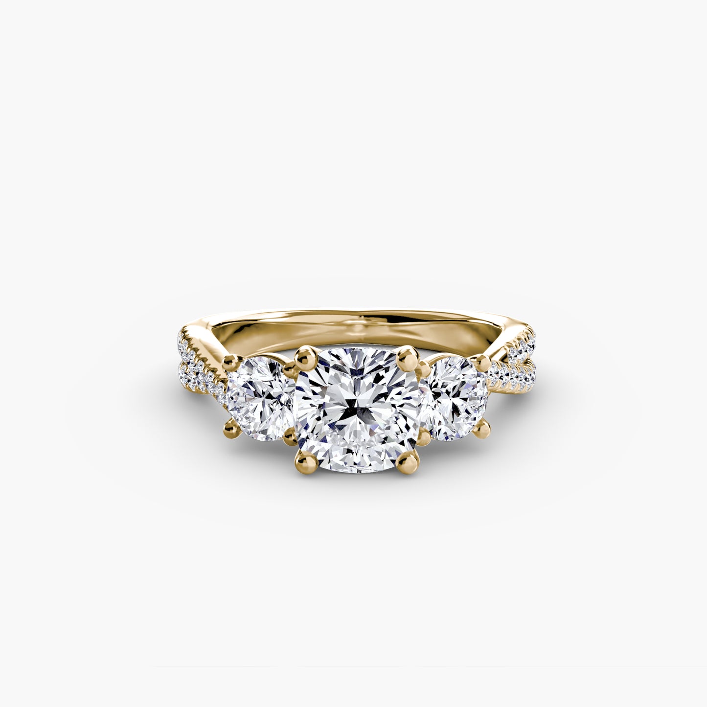 The Romantic Three-Stone Diamond ring with Pavé Band