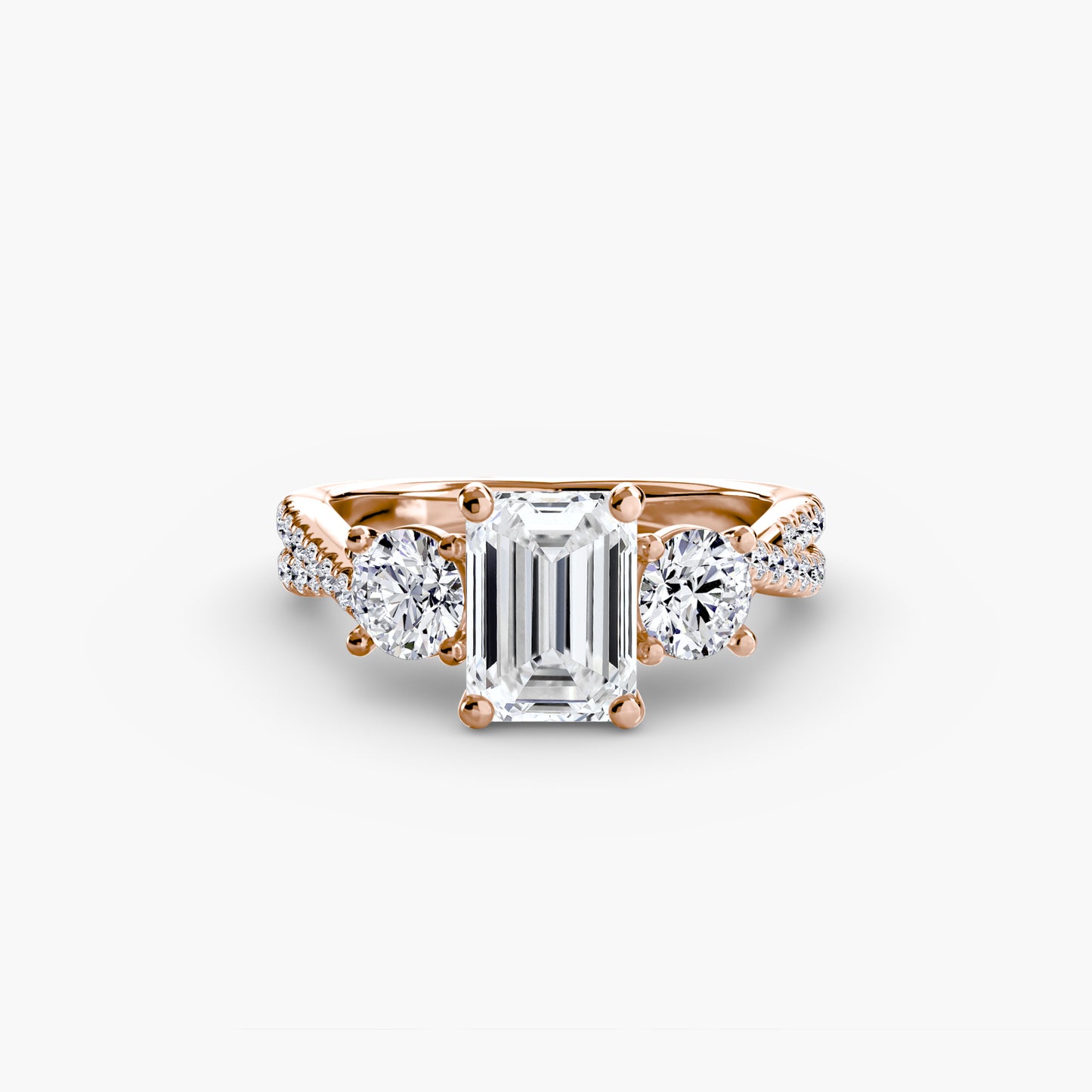 The Romantic Three-Stone Diamond ring with Pavé Band
