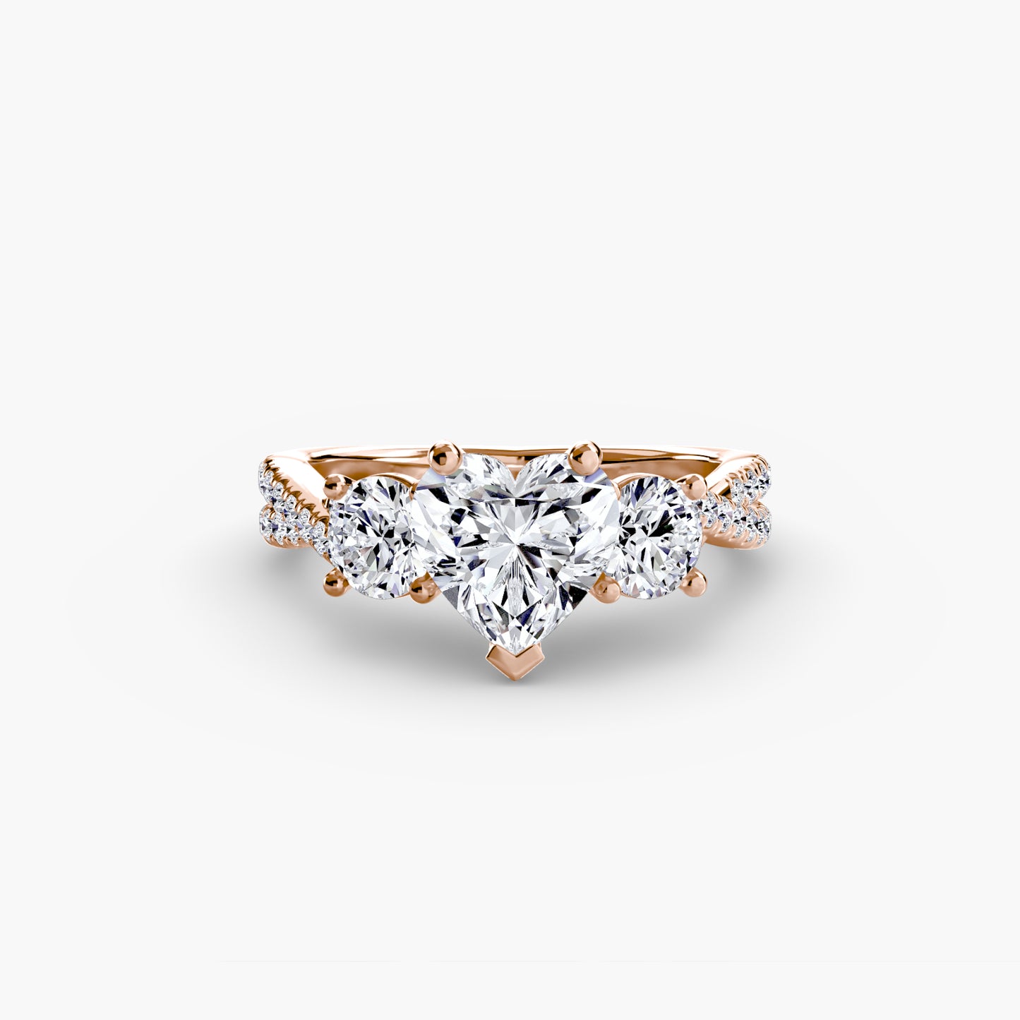 The Romantic Three-Stone Diamond ring with Pavé Band