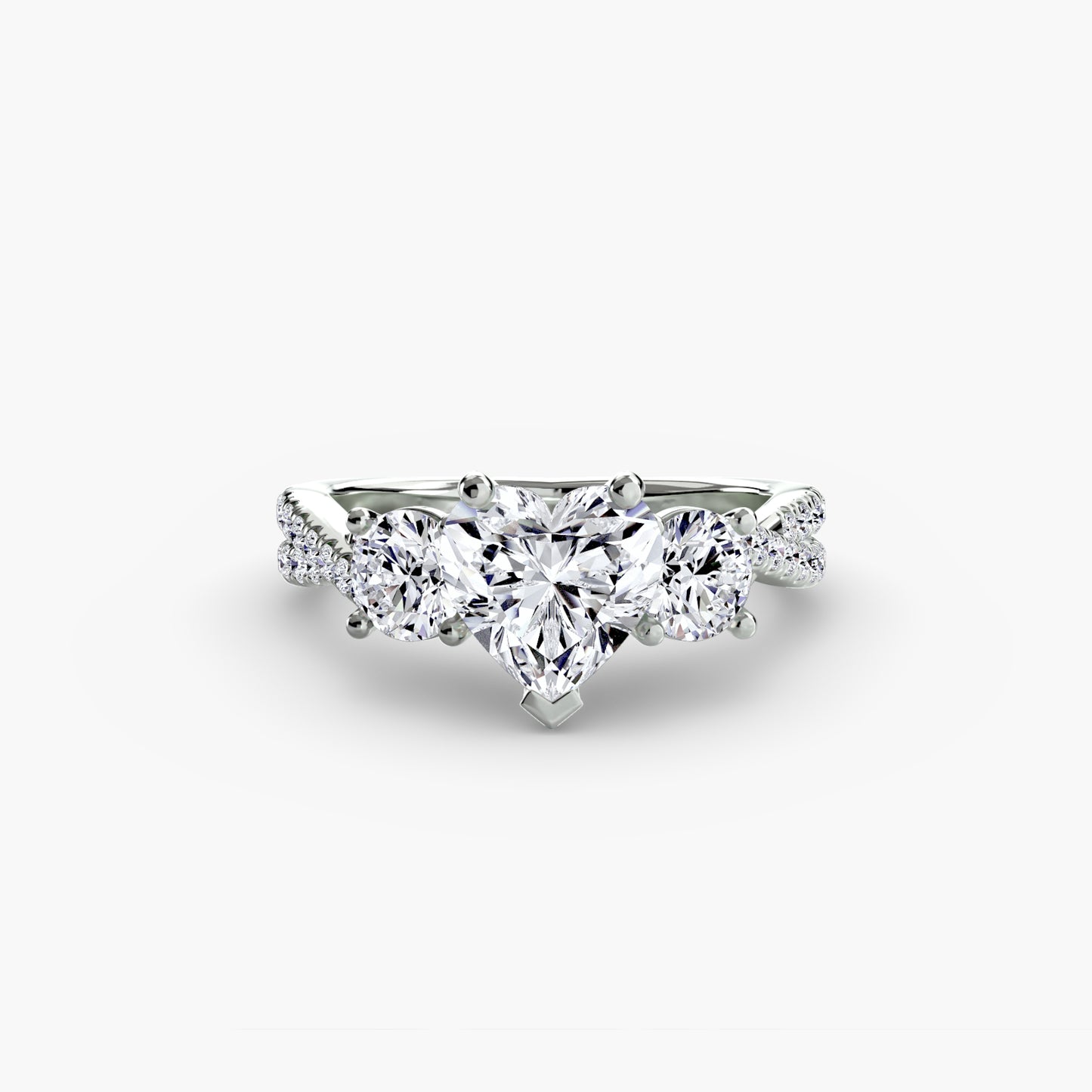 The Romantic Three-Stone Diamond ring with Pavé Band