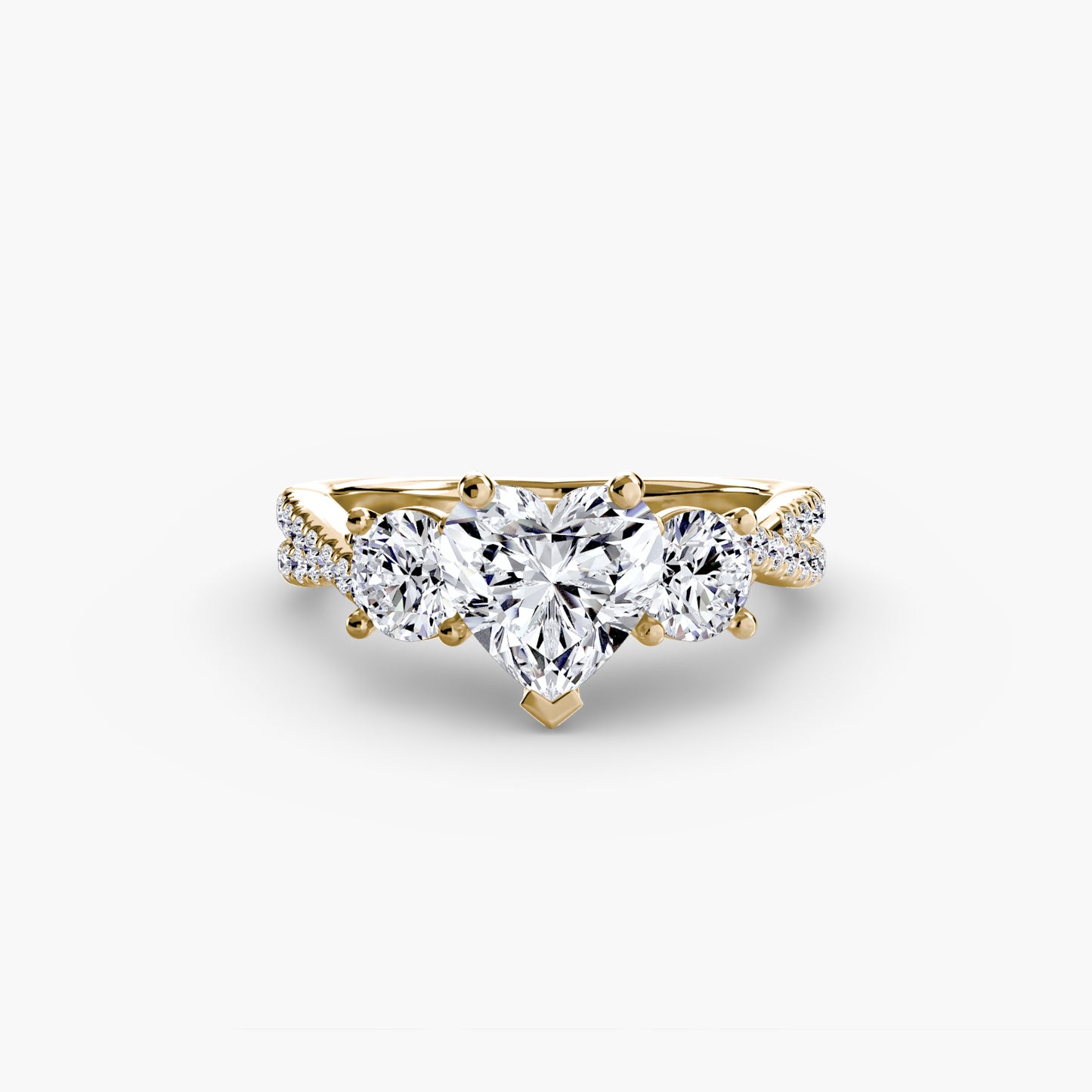 The Romantic Three-Stone Diamond ring with Pavé Band