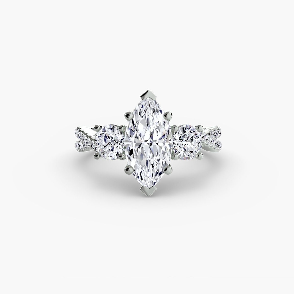 The Romantic Three-Stone Diamond ring with Pavé Band | Joaillerie VCL