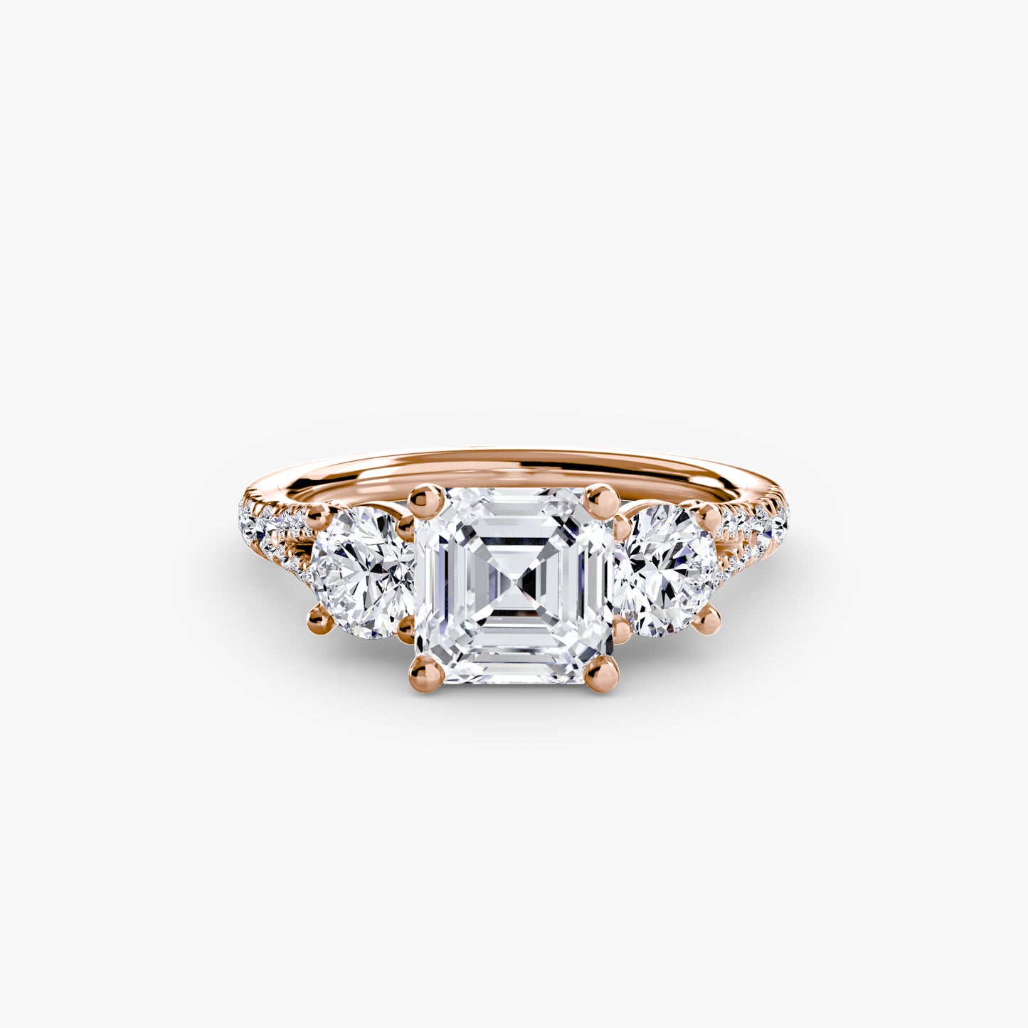 Sparkle Three-Stone Diamond ring with Pavé Band