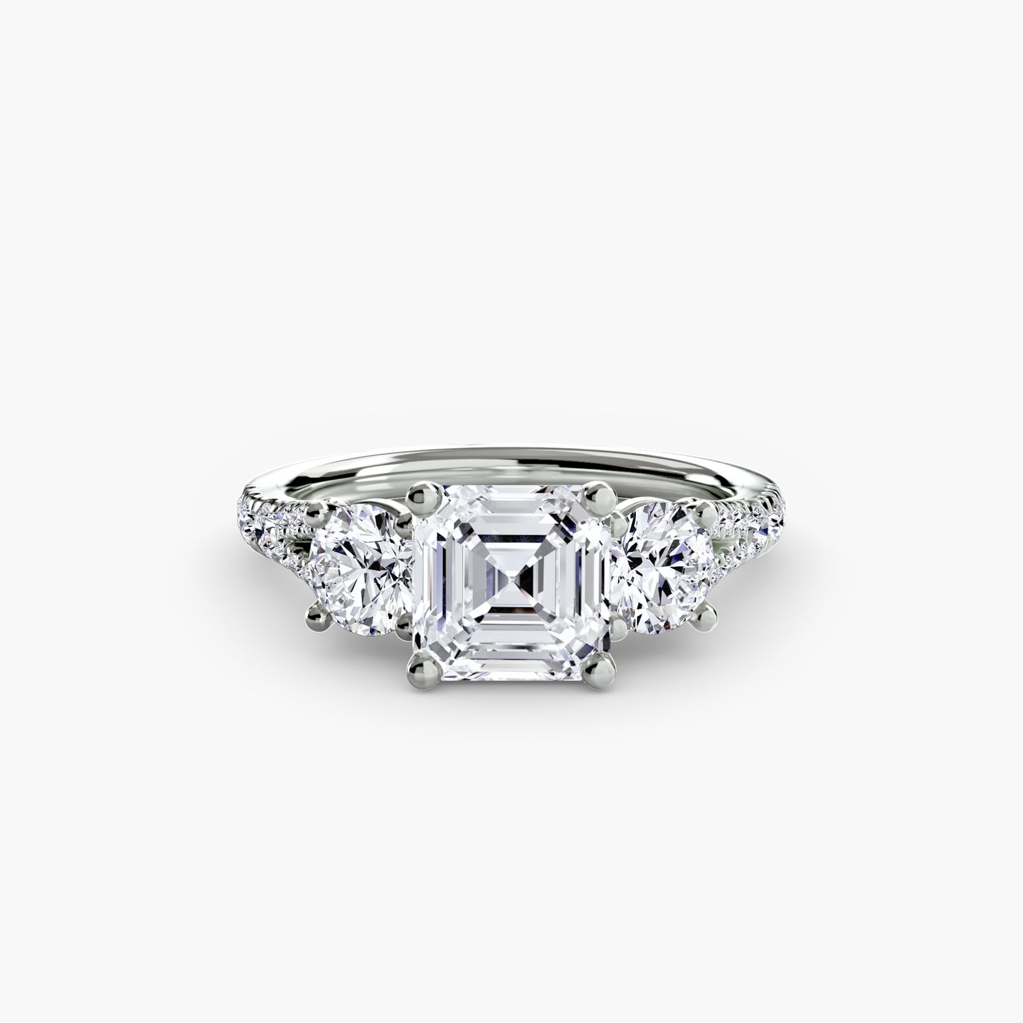 Sparkle Three-Stone Diamond ring with Pavé Band