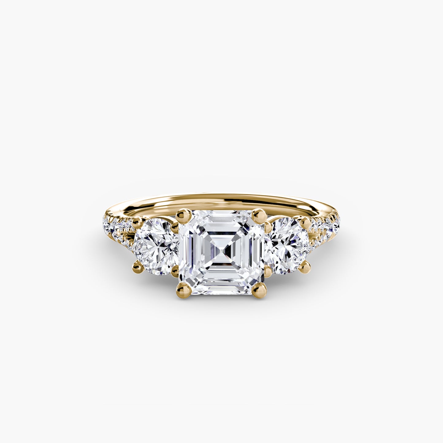 Sparkle Three-Stone Diamond ring with Pavé Band