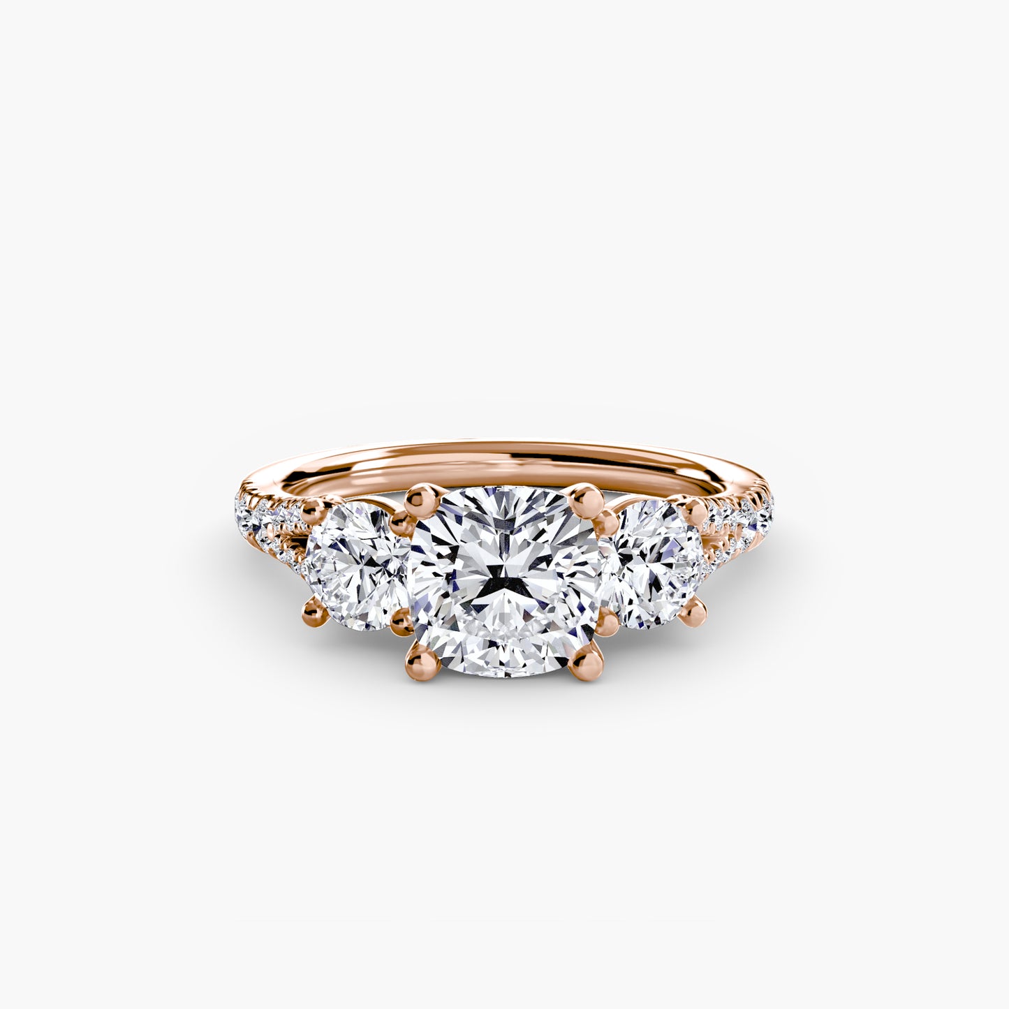 Sparkle Three-Stone Diamond ring with Pavé Band