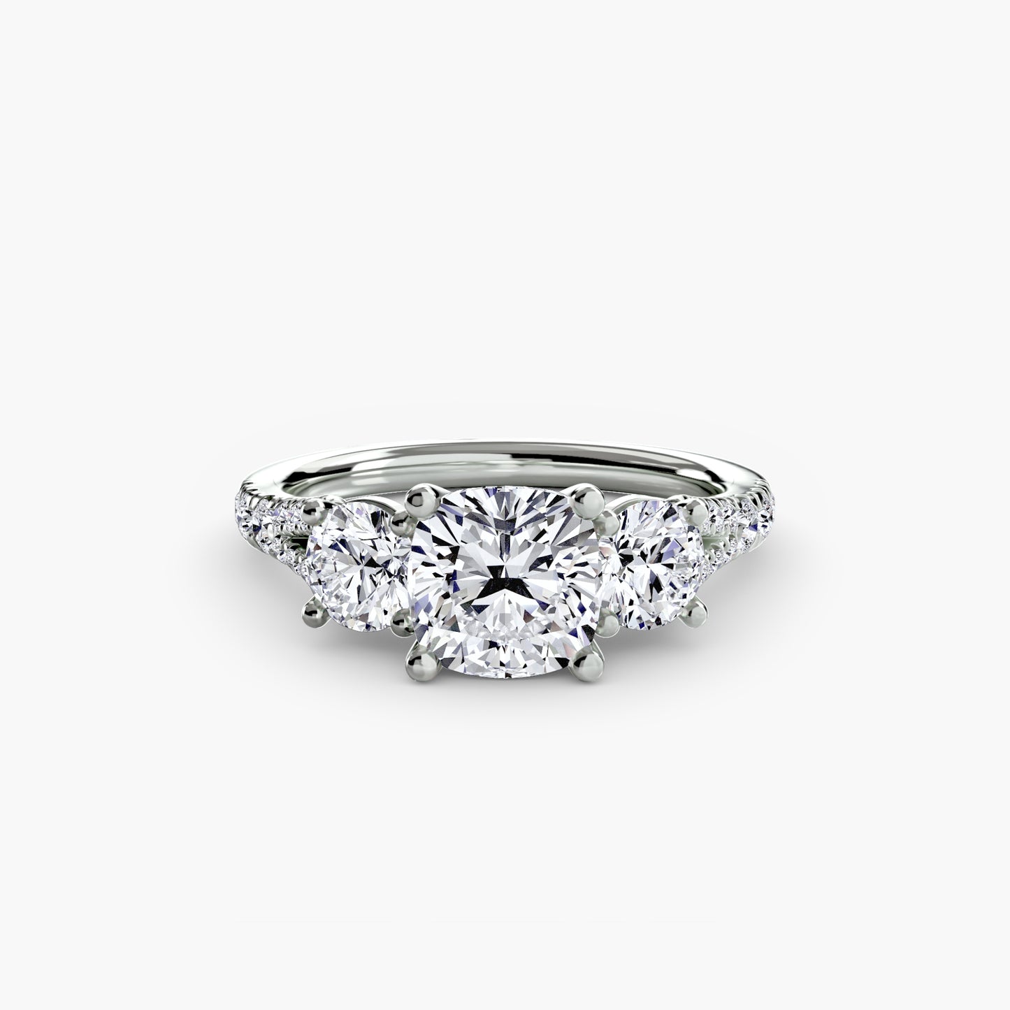 Sparkle Three-Stone Diamond ring with Pavé Band