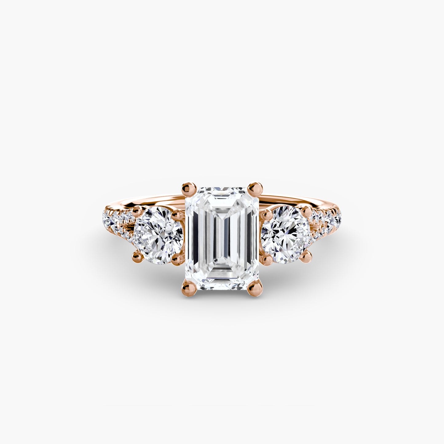 Sparkle Three-Stone Diamond ring with Pavé Band