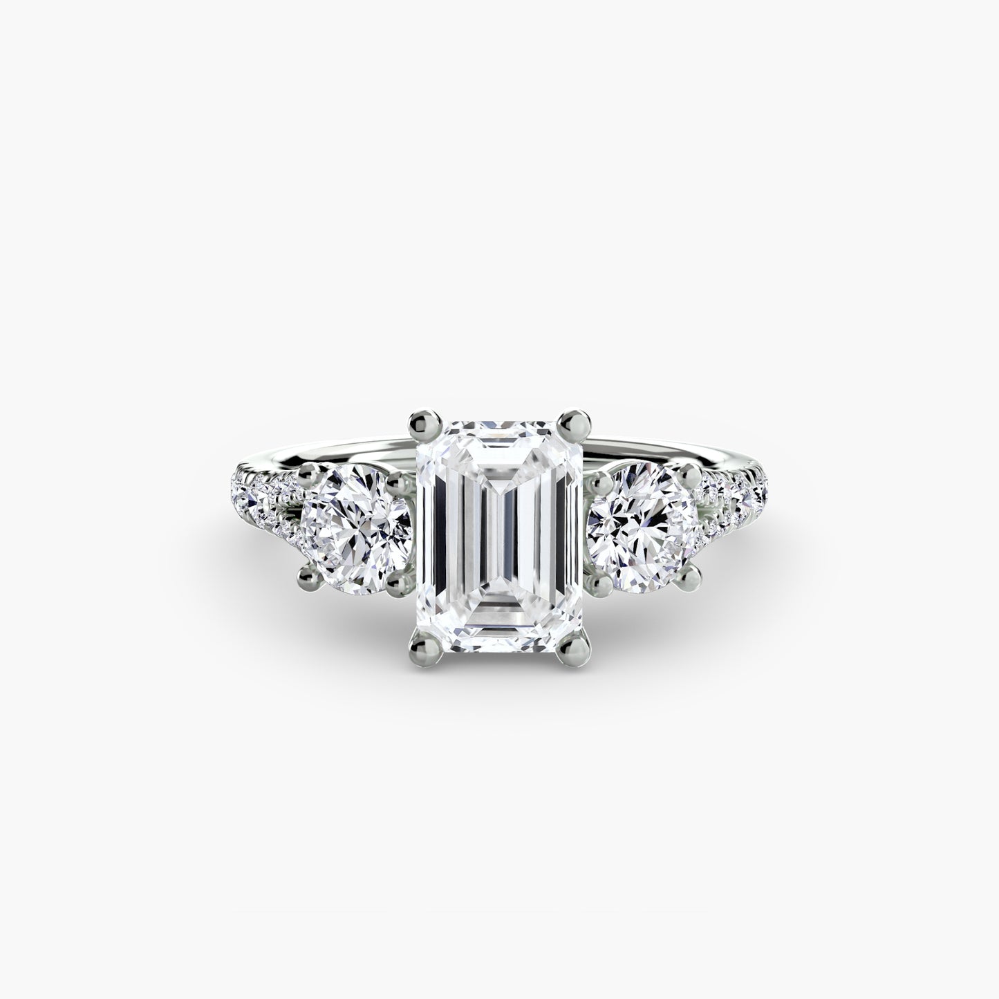 Sparkle Three-Stone Diamond ring with Pavé Band