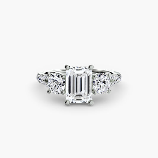 Sparkle Three-Stone Diamond ring with Pavé Band