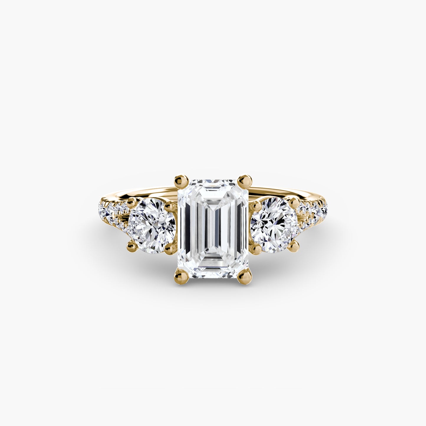 Sparkle Three-Stone Diamond ring with Pavé Band