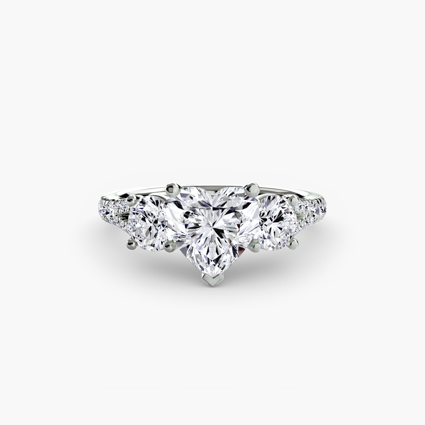 Sparkle Three-Stone Diamond ring with Pavé Band