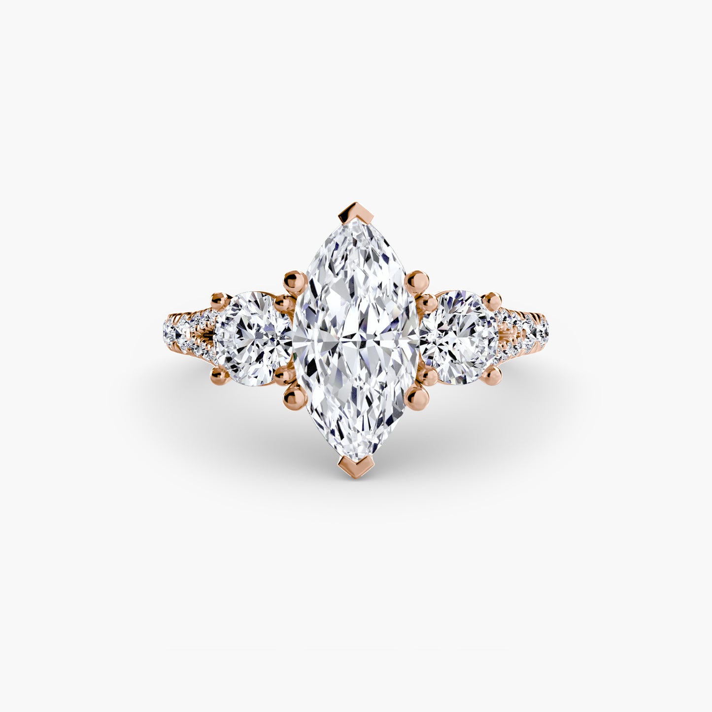 Sparkle Three-Stone Diamond ring with Pavé Band