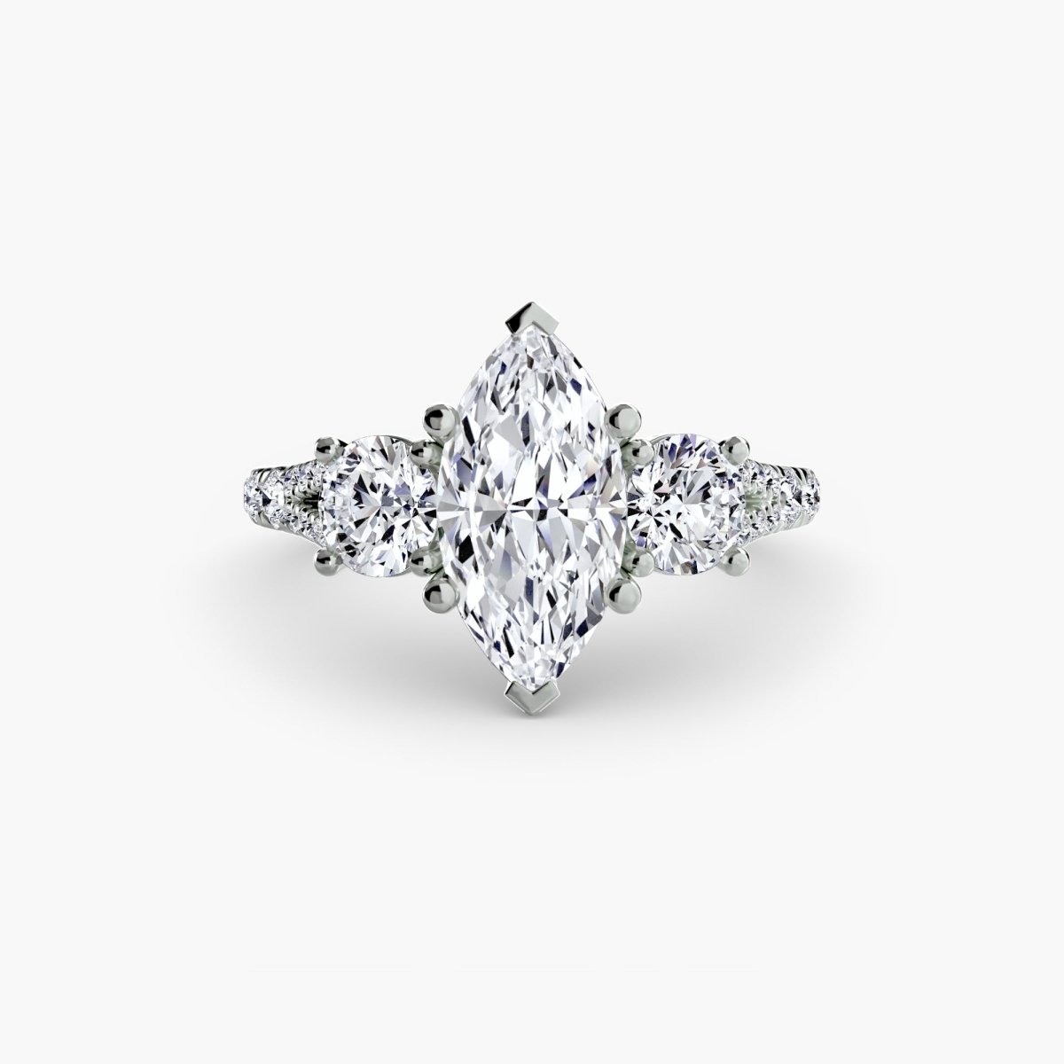 Sparkle Three-Stone Diamond ring with Pavé Band | Joaillerie VCL