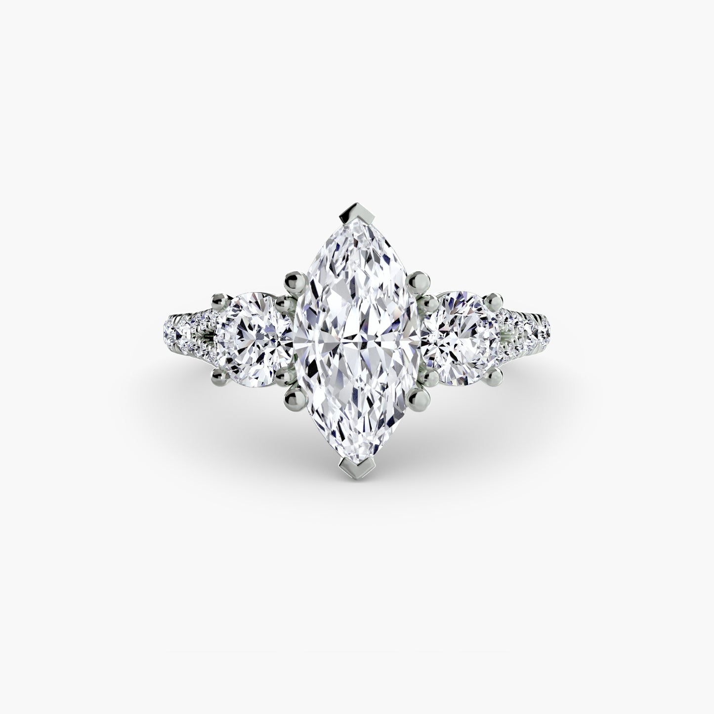Sparkle Three-Stone Diamond ring with Pavé Band