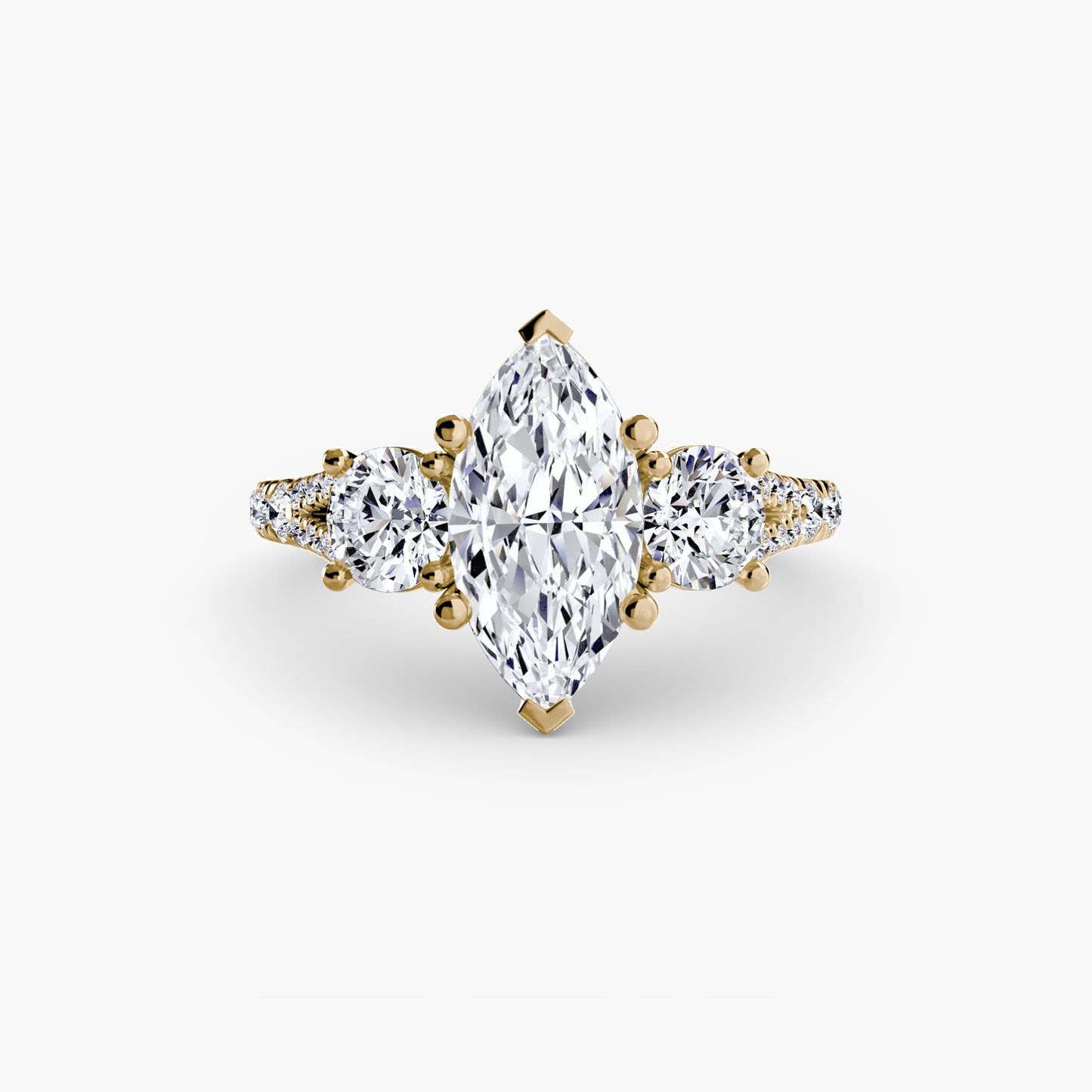 Sparkle Three-Stone Diamond ring with Pavé Band