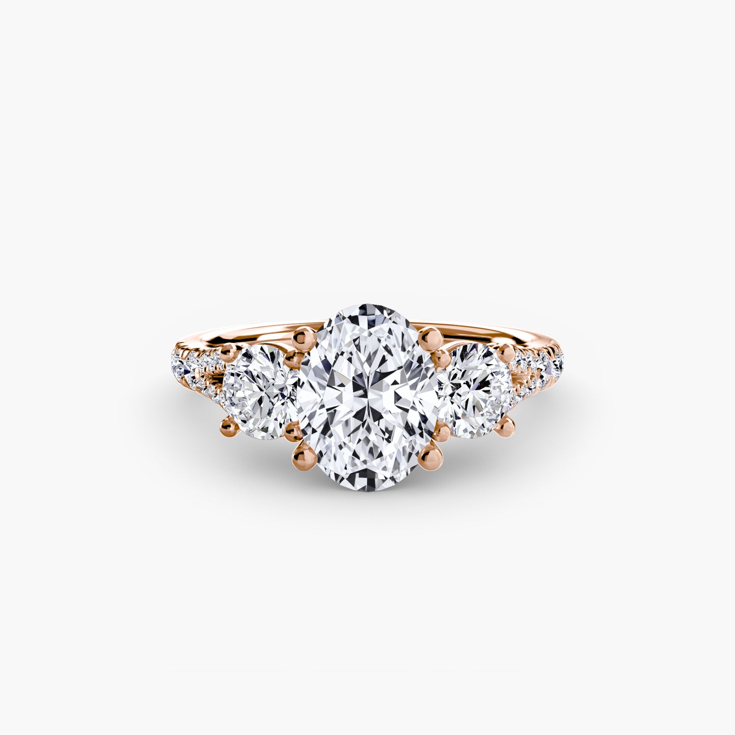 Sparkle Three-Stone Diamond ring with Pavé Band