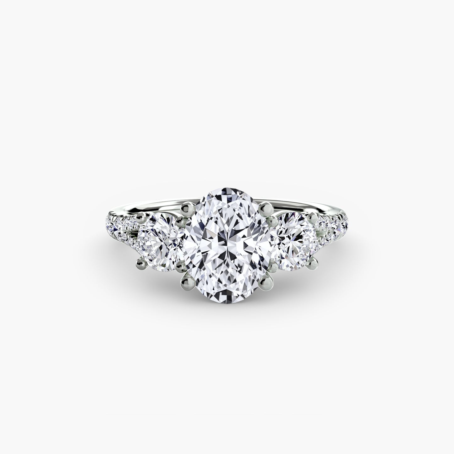 Sparkle Three-Stone Diamond ring with Pavé Band