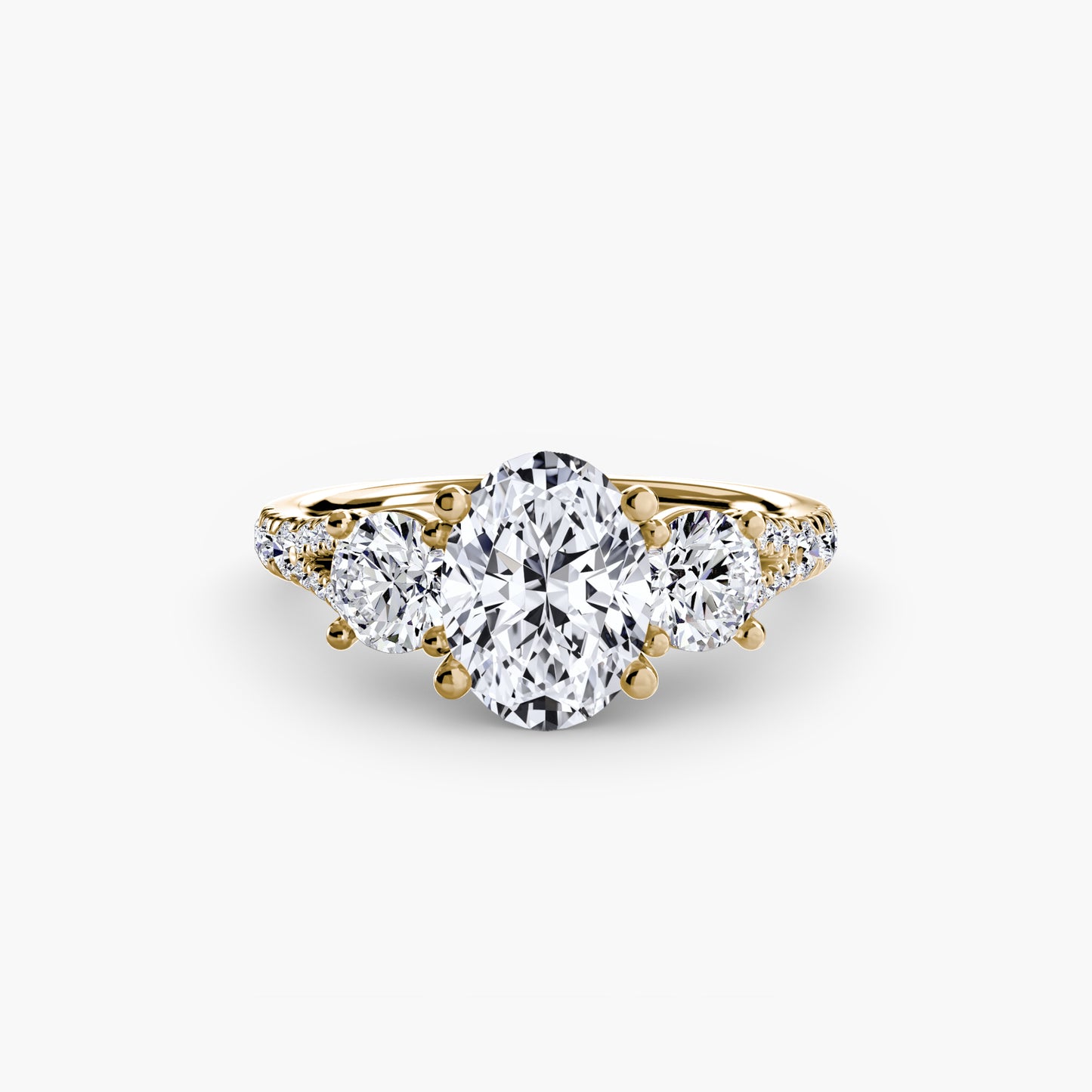 Sparkle Three-Stone Diamond ring with Pavé Band
