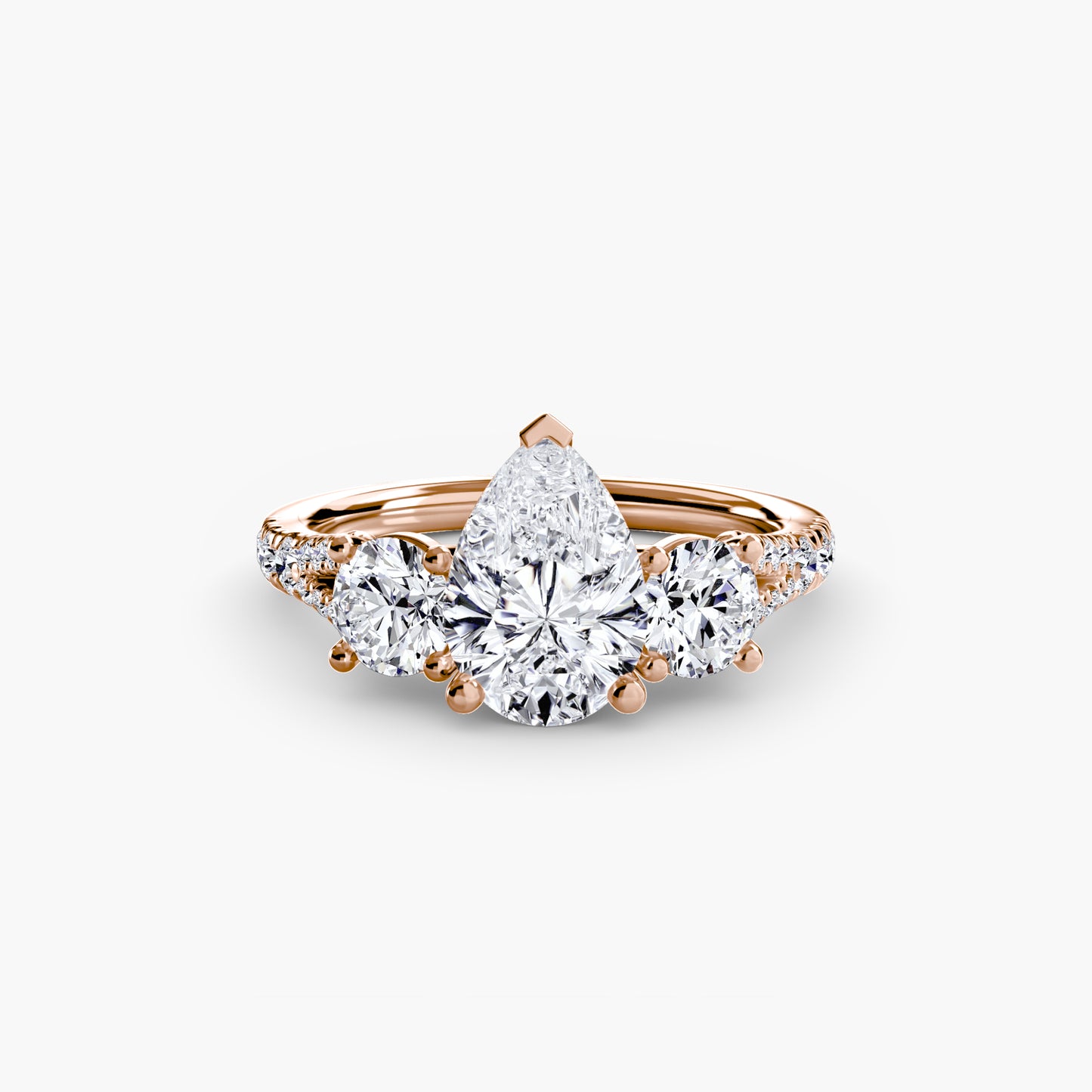 Sparkle Three-Stone Diamond ring with Pavé Band