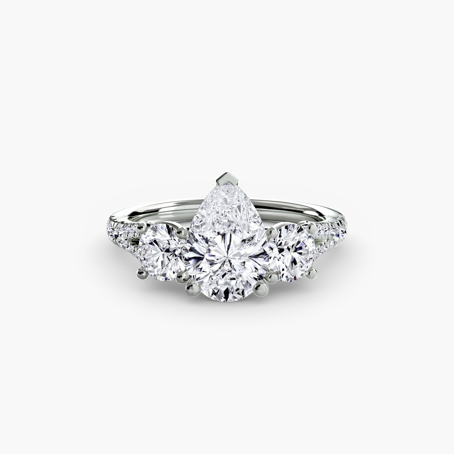 Sparkle Three-Stone Diamond ring with Pavé Band