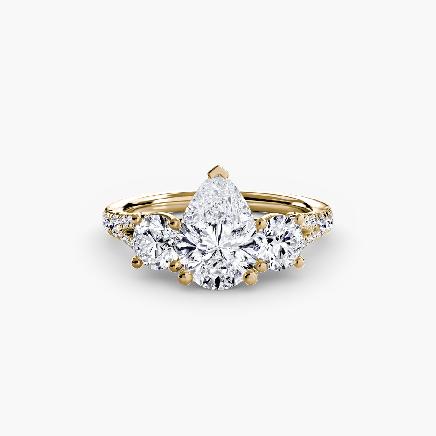 Sparkle Three-Stone Diamond ring with Pavé Band