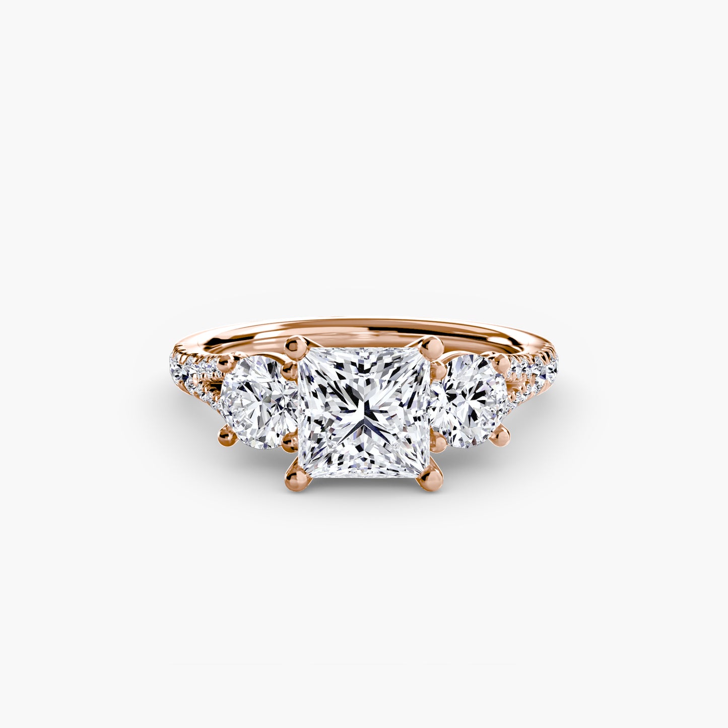 Sparkle Three-Stone Diamond ring with Pavé Band
