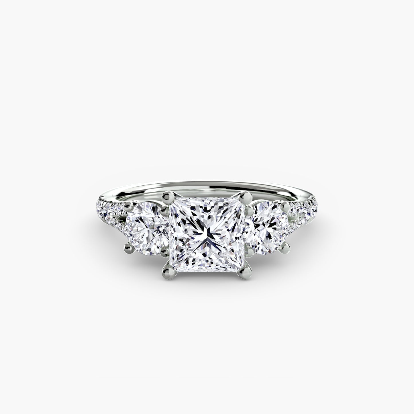 Sparkle Three-Stone Diamond ring with Pavé Band