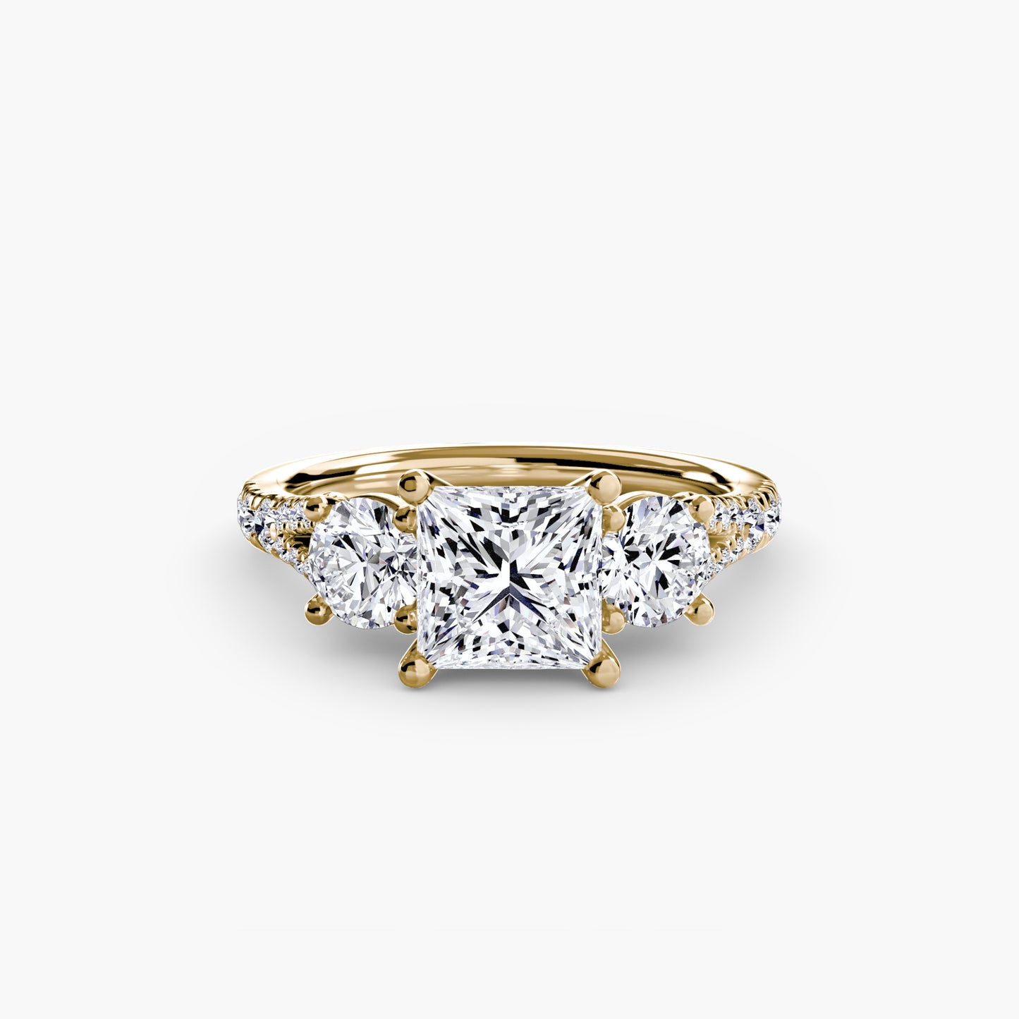 Sparkle Three-Stone Diamond ring with Pavé Band