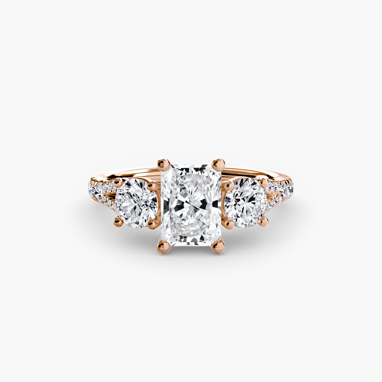 Sparkle Three-Stone Diamond ring with Pavé Band