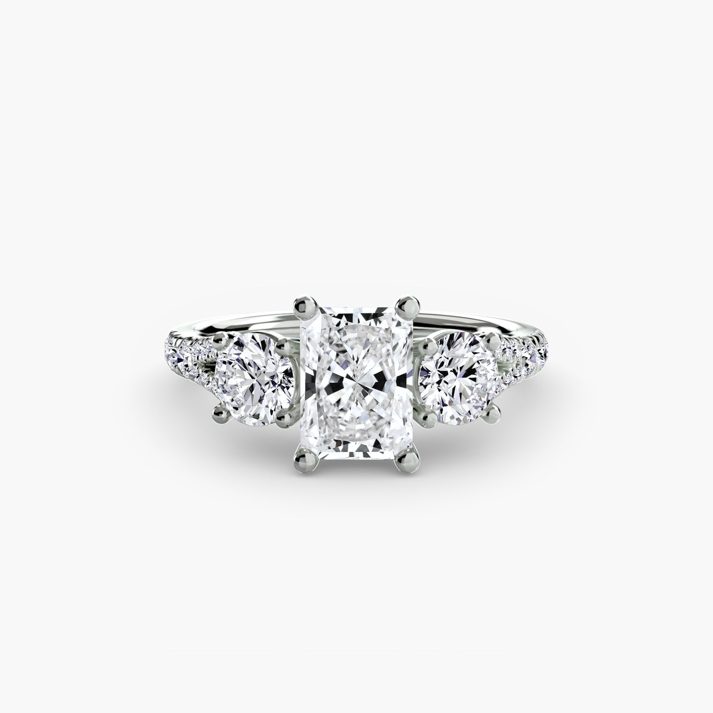 Sparkle Three-Stone Diamond ring with Pavé Band