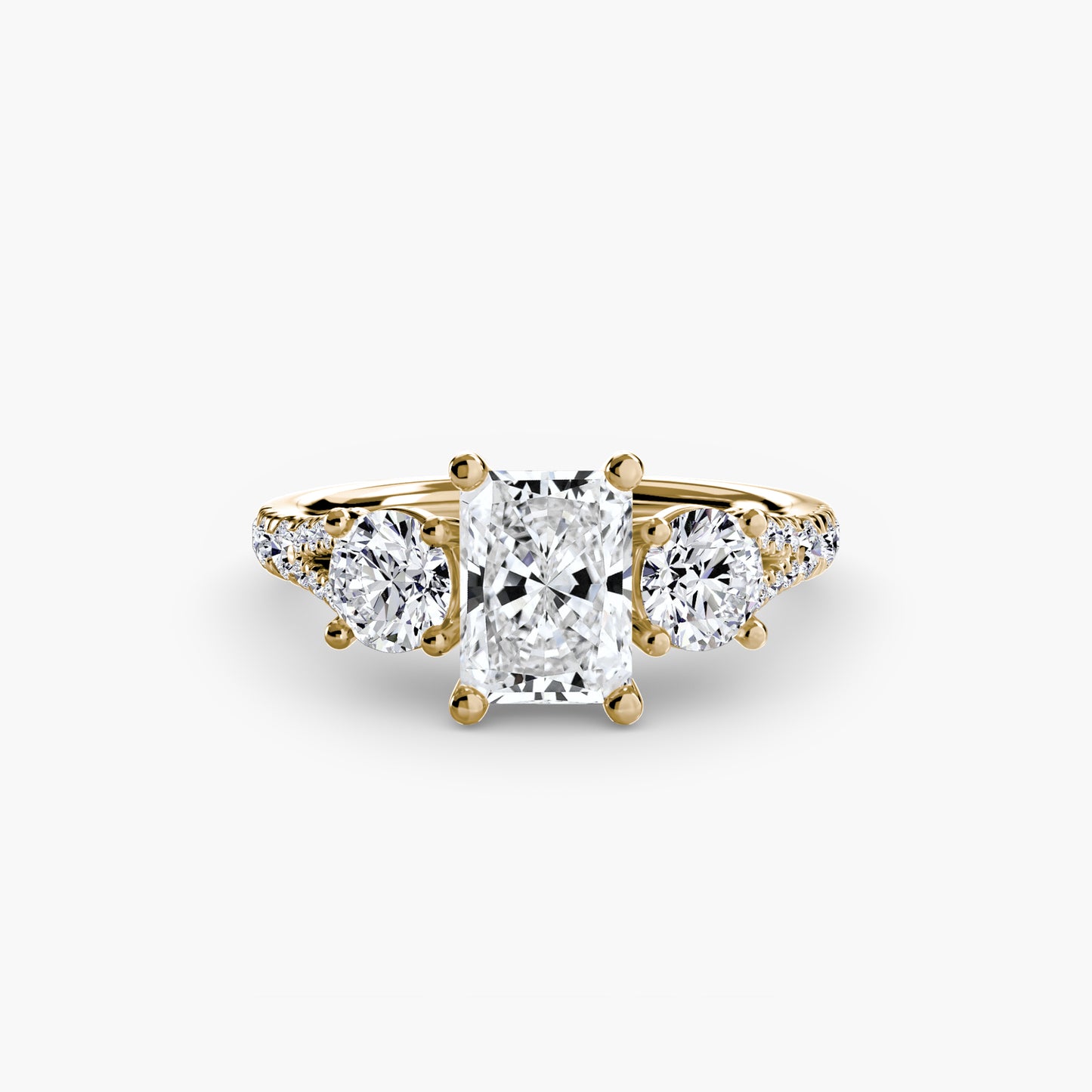 Sparkle Three-Stone Diamond ring with Pavé Band