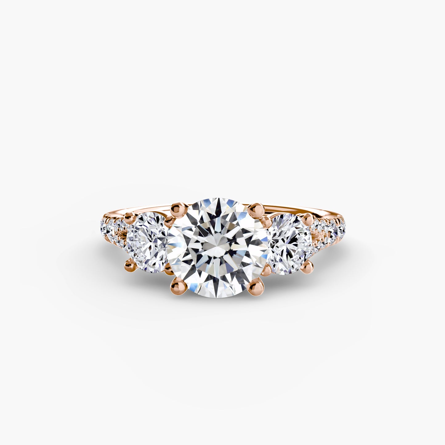 Sparkle Three-Stone Diamond ring with Pavé Band