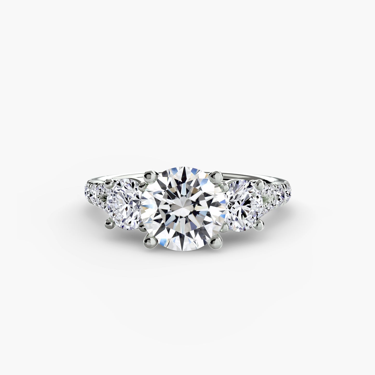 Sparkle Three-Stone Diamond ring with Pavé Band