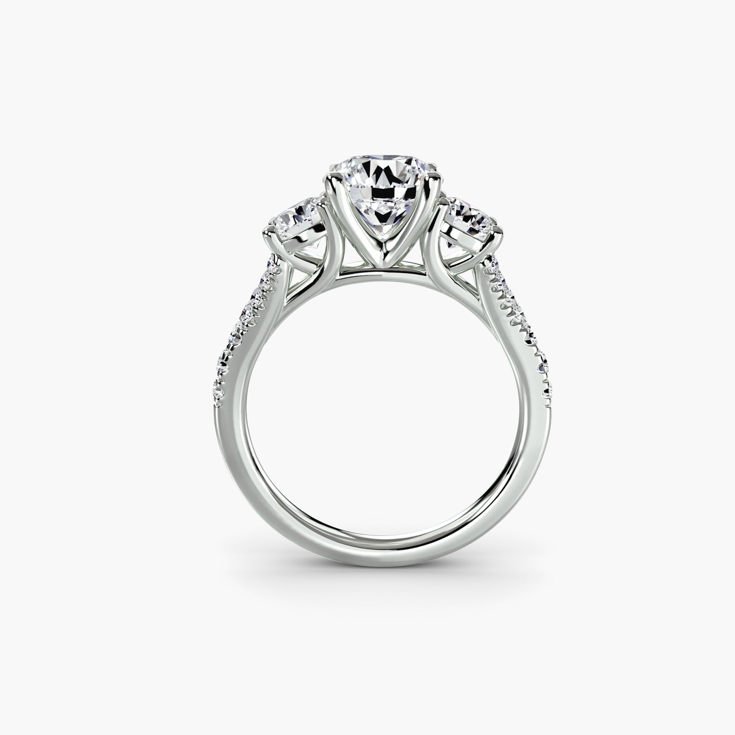 Sparkle Three-Stone Diamond ring with Pavé Band