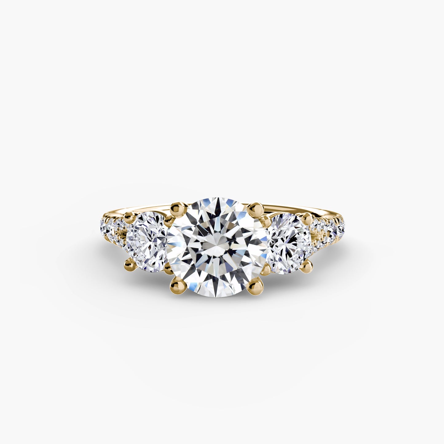 Sparkle Three-Stone Diamond ring with Pavé Band