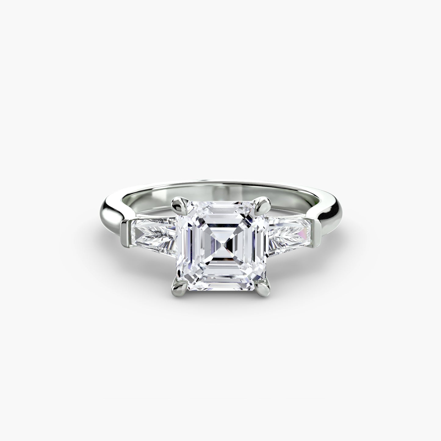 Three-Stone Ring with Baguette Side Stones