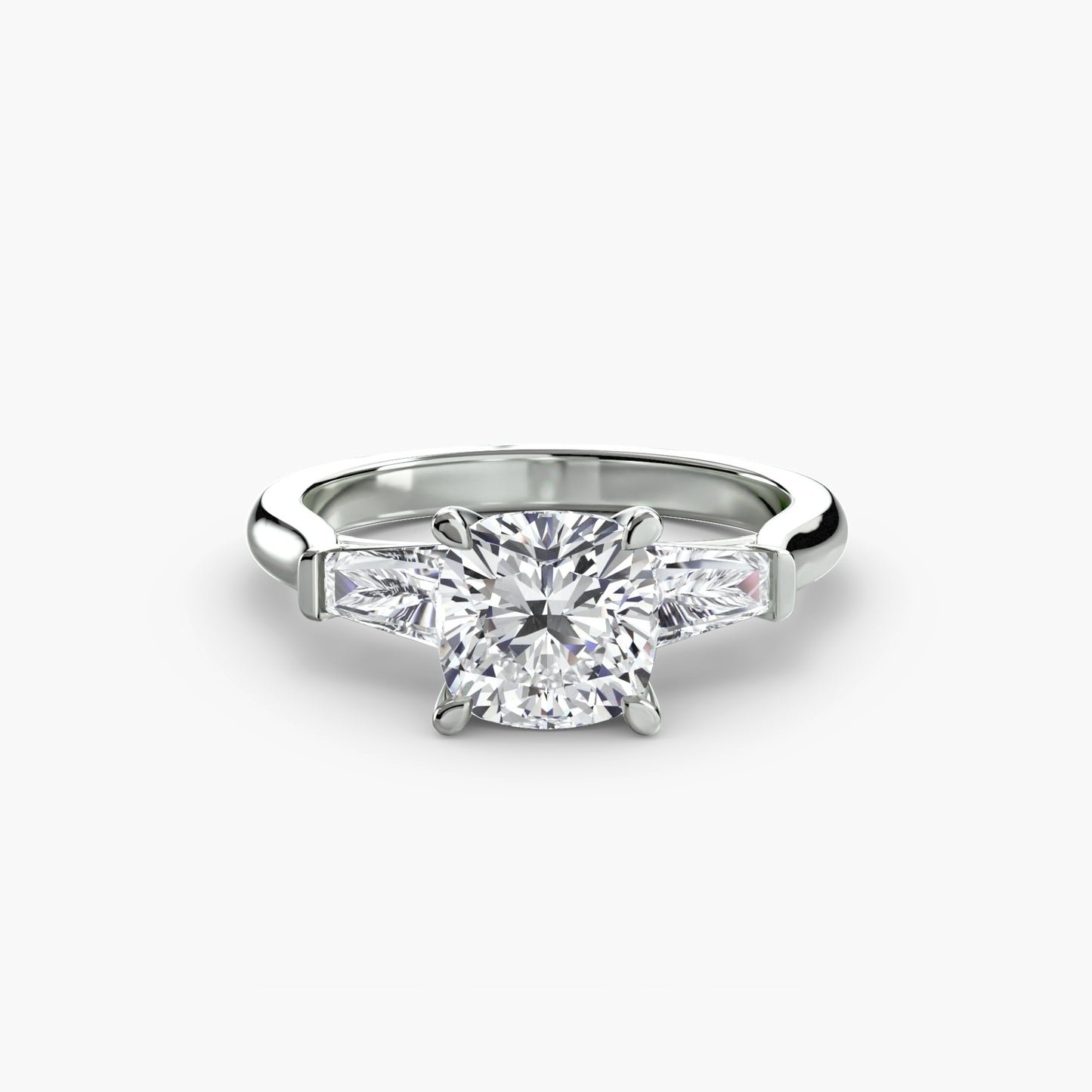 Three-Stone Ring with Baguette Side Stones