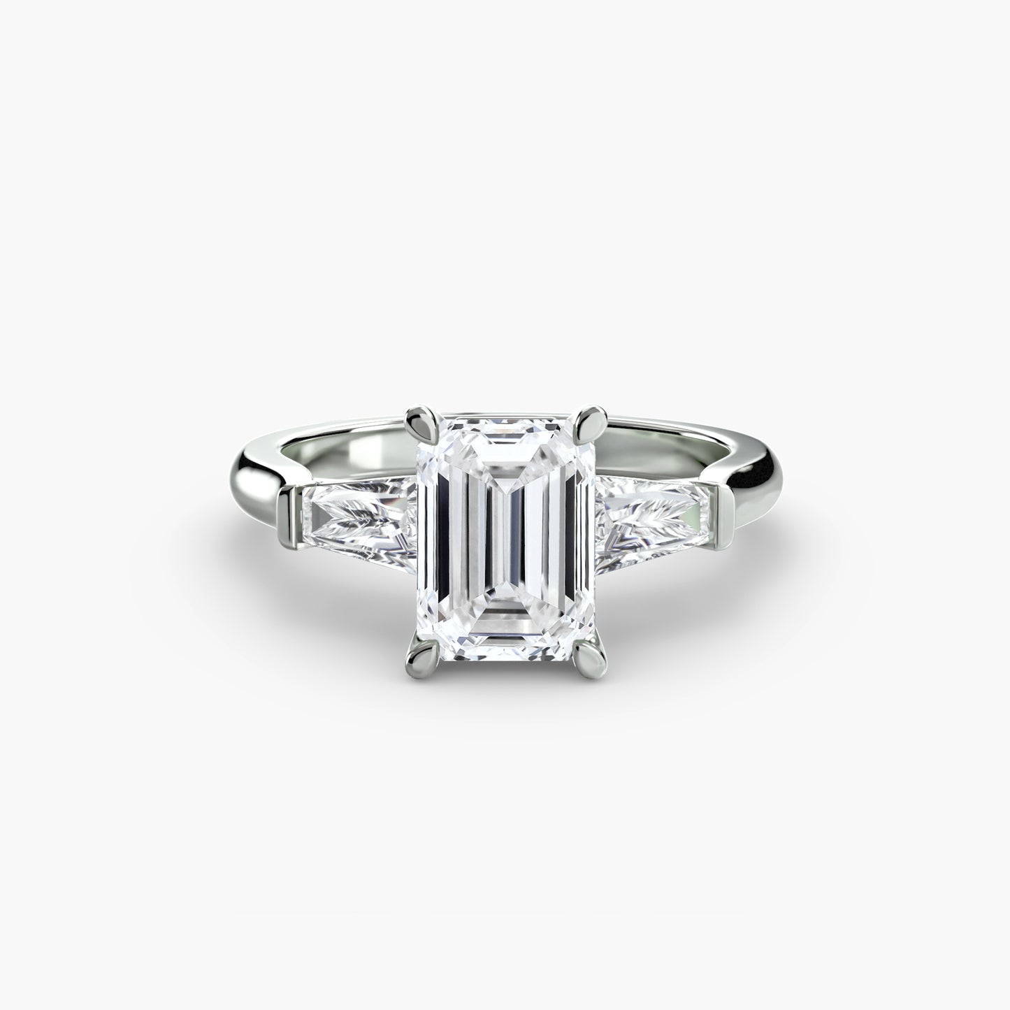 Three-Stone Ring with Baguette Side Stones